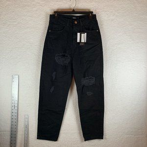 Nasty Gal Jeans Women's 4 Hole Lotta Trouble Petite Distressed High-Rise‎ S8517